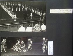 Analy High School football game vs San Rafael at San Rafael, Friday night, October 14, 1949 with the Analy High School Band in formation of the letter "A"