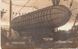 1915 Gravenstein Apple Show display of a Zeppelin made of whole and dried apples