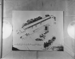 Architects aerial drawing of the Petaluma Inn, Petaluma, California, 1959