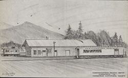 Original pencil drawing of the Northwestern Pacific Depot, Cloverdale, California, 1980-03-06