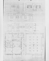 Architectural drawing for a one-story stucco residence for W. C. Ellis, Santa Rosa, California, about 1921