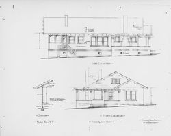 Blueprints for an unidentified Craftsman style home in Petaluma, California prepared by architect Brainerd Jones, about 1912