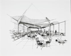 Architectural rendering of proposed young adult section at the Central Santa Rosa Library, circa 1960