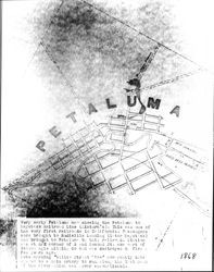 Map of early Petaluma, California and the Petaluma and Haystack Railroad line