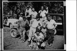 Occidental deer hunters at their camp