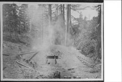 View of burning charcoal mound