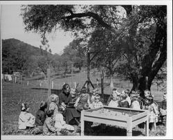 Outdoor class, Salvation Army Lytton Home, Lytton, California, 1921