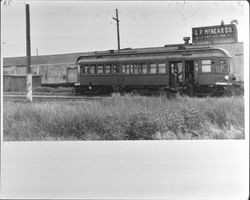 Petaluma and Santa Rosa Railroad passenger car at G.P. McNear Co. elevator no. 1