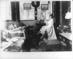 Charmian London on the sleeping porch at Beauty Ranch cottage