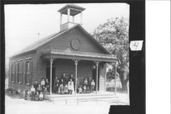 Children on porch of Marshall School