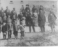 Parishoners of Occidental Methodist Church standing outside the church