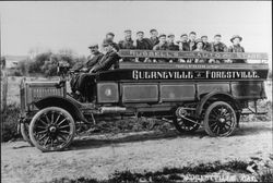 Baseball team riding on Russell's Auto Stage