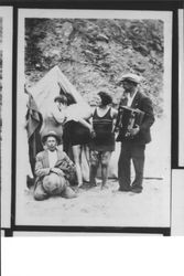 Five people at the beach