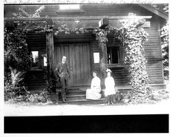 Three people in front of Mizpah Presbyterian Church