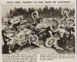 Newspaper reprint of April 15, 1939 Tin-Lizzie Derby pile-up