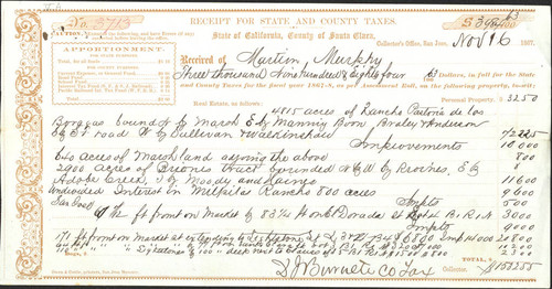 Receipt for State and County Taxes: No.3713