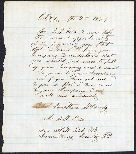 4602 Jonathan McCurdy to Bernard J. Reid, 1861