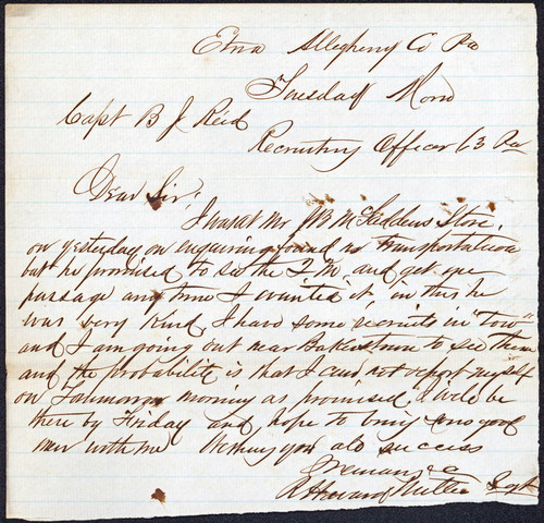 4612 R. Howard Miller to Bernard J. Reid, 1862