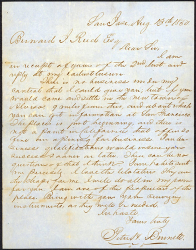 4579 Governor Peter H. Burnett to Bernard J. Reid, 1850