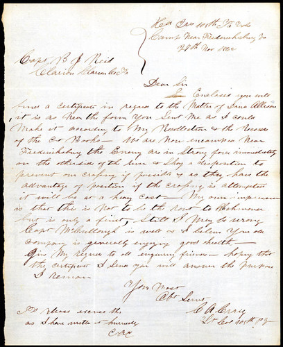 4624 C. A. Craig to Bernard J. Reid, 1862