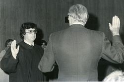 William Bettinelli sworn in as Sonoma County Municipal Judge by County Clerk, Eugene D. Williams, June 10, 1977