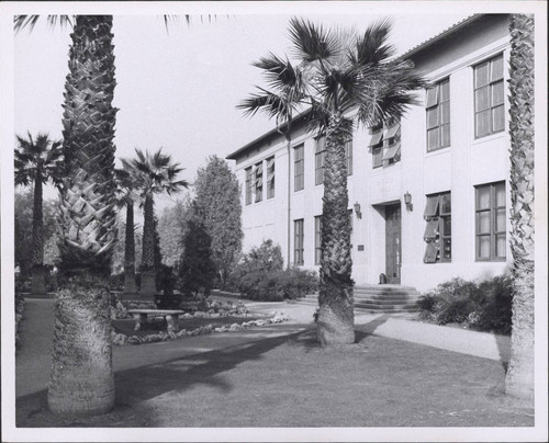 Front of Bergin Hall and its garden