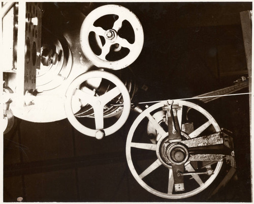 Close up of telescope navigation wheels