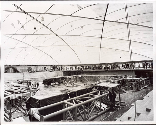 Construction inside Toso Pavilion