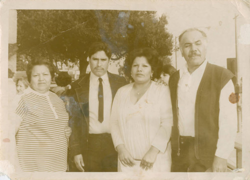 Newlyweds Jose Casillas and Martha Ramirez Casillas with the brides parents, Jose Ramirez and Teresa Ramirez, Huntington Park, California