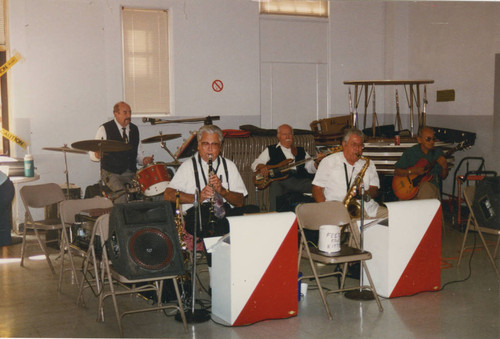 Five piece band, including Vicente Guerrero, at the Montebello Senior Center