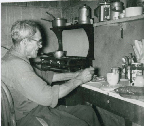 Arcadio Hernandez in one of the homes he built, East Los Angeles, California