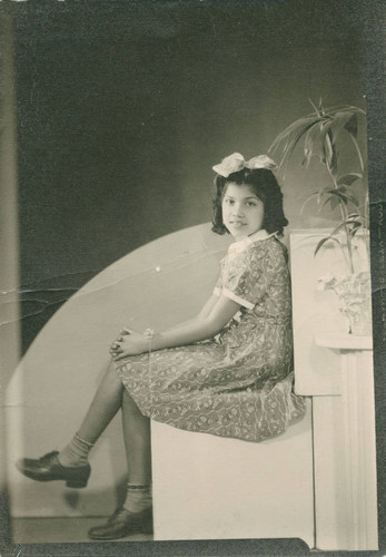 Studio portrait of Ofelia Esparza for her 10th birthday, East Los Angeles
