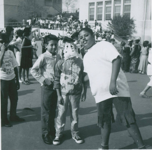 Joe Ramirez and friends at the 1964 Malabar Street Elementary School Halloween Parade, Boyle Heights