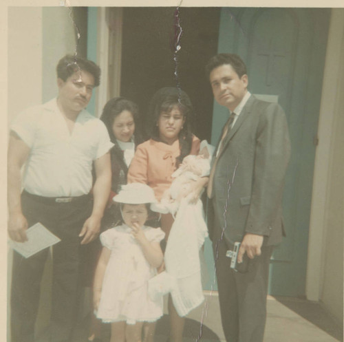 Family photo after baptism, East Los Angeles, California