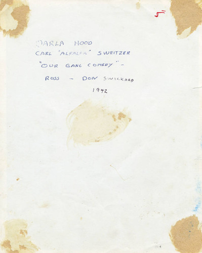 Our Gang cast members at the Strand Theatre (back of photo)