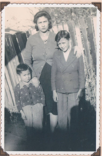 Sotera Pacheco with her two sons Robert and Manuel, East Los Angeles, California