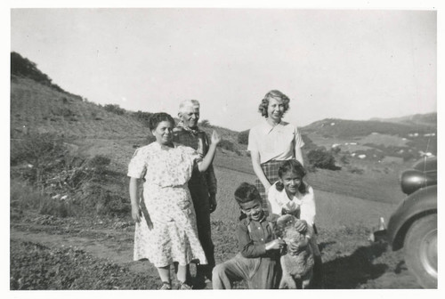 Trujillo family and a school teacher at Trujillo Ranch, Topanga, California