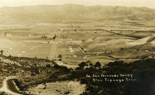 Aerial view of San Fernando Valley from the summit of Topanga, California