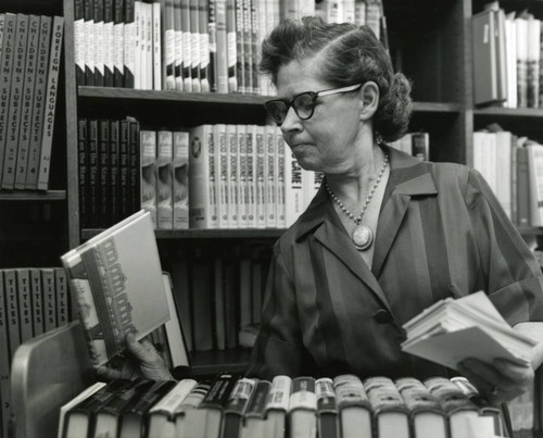 Lancaster Library, Olive Hobbs sorting books