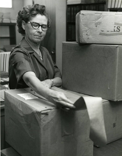 Lancaster Library, Olive Hobbs packing boxes