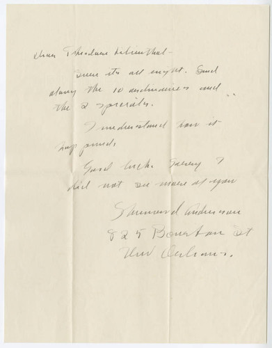 "Dear Theodore Lilienthal, Sure its allright…"