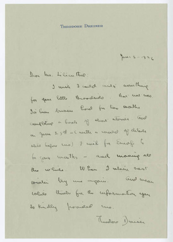 "Dear Mr. Lilienthal, I wish I could write…"