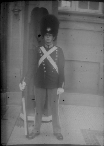 Royal Life Guard standing in front of Amelienborg Palace