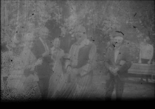 Group of tourists gathered at a picnic