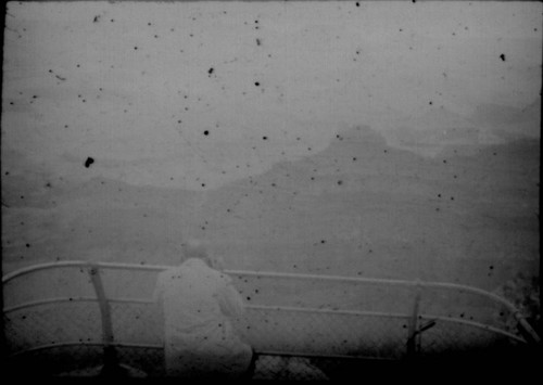 Unidentified man looking into the Grand Canyon