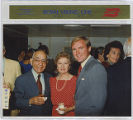 Leon and Alice Peters with Alan Schooley at the Captain's group cocktail party aboard the Royal Viking Star