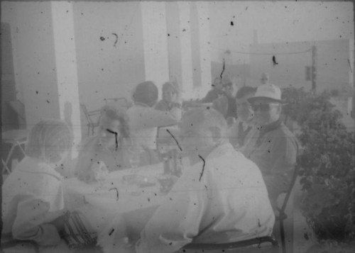 Group of people at an outdoor cafe