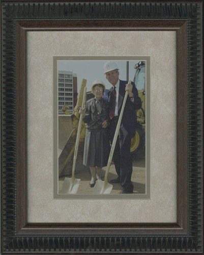 Alice Peters with unidentified man in groundbreaking ceremony at Fresno Community Hospital