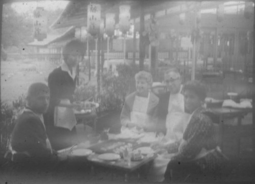 Alice Peters and others at a restaurant