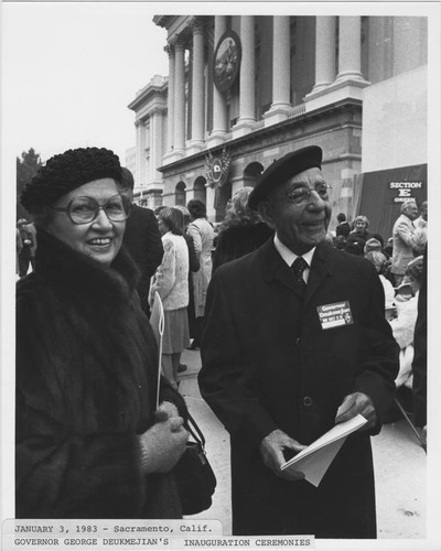 Leon and Alice Peters at George Deukmejian's inauguration ceremony